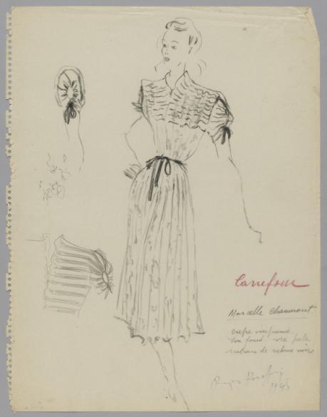 Robe avec détails des emanchures de Marcelle Chaumont dans Carrefour, Fonds  d'archives graphiques de Roger Rouffiange | Paris Musées