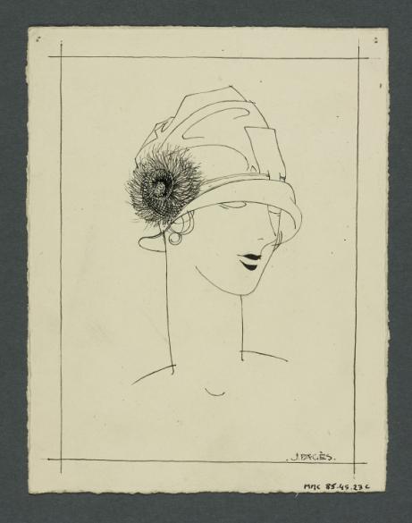 Tête de femme de face coiffée d'un chapeau | Paris Musées