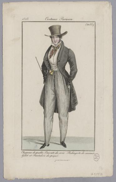 Costume Parisien / Chapeau de paille. Cravate de soie. Redingote de  Casirmir / Gilet et pantalon de piqué | Paris Musées