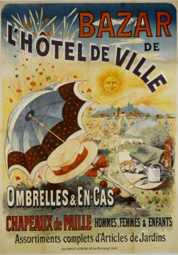BAZAR/ DE/ L'HOTEL DE VILLE/ OMBRELLES & EN-CAS/ CHAPEAUX de PAILLE  HOMMES,FEMMES & ENFANTS/ Assortiments complets d'Articles de Jardins |  Paris Musées