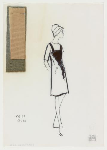 Figure en robe à larges bretelles, archives graphiques de la maison Grès,  Printemps-Eté 1966 | Paris Musées