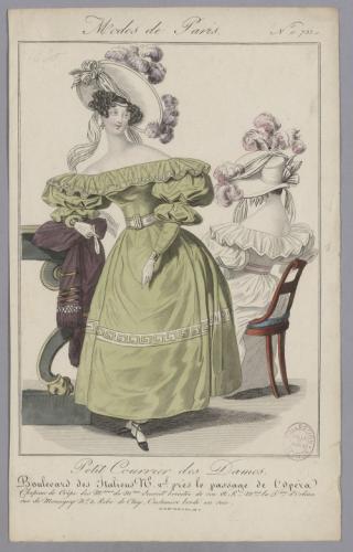 Modes de Paris / Petit Courrier des Dames / Chapeau de Crêpe des Msins et  Mme de Seuriot brevetée de son A R Mme la Dsse d'Orléan / rue de Monsigny n°