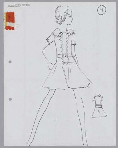 Robe à manches courtes avec col chemise et ceinture, Collection 1967-1968  de la maison Jacques Heim | Paris Musées